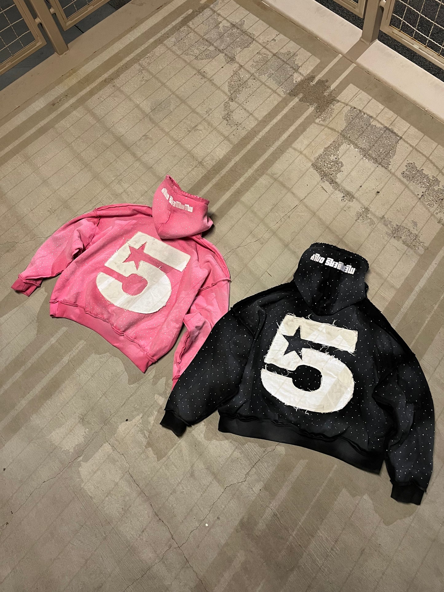 “5star” baggy rhinestone sweatsuits
