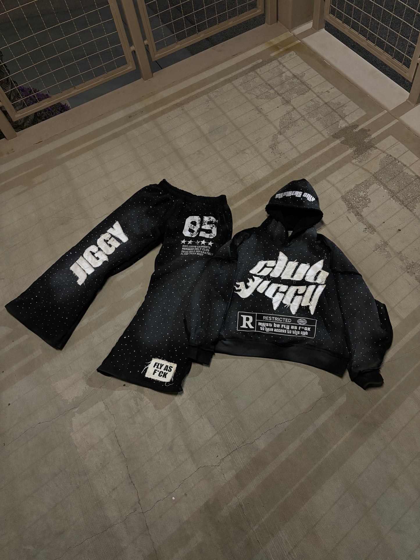 “5star” baggy rhinestone sweatsuits