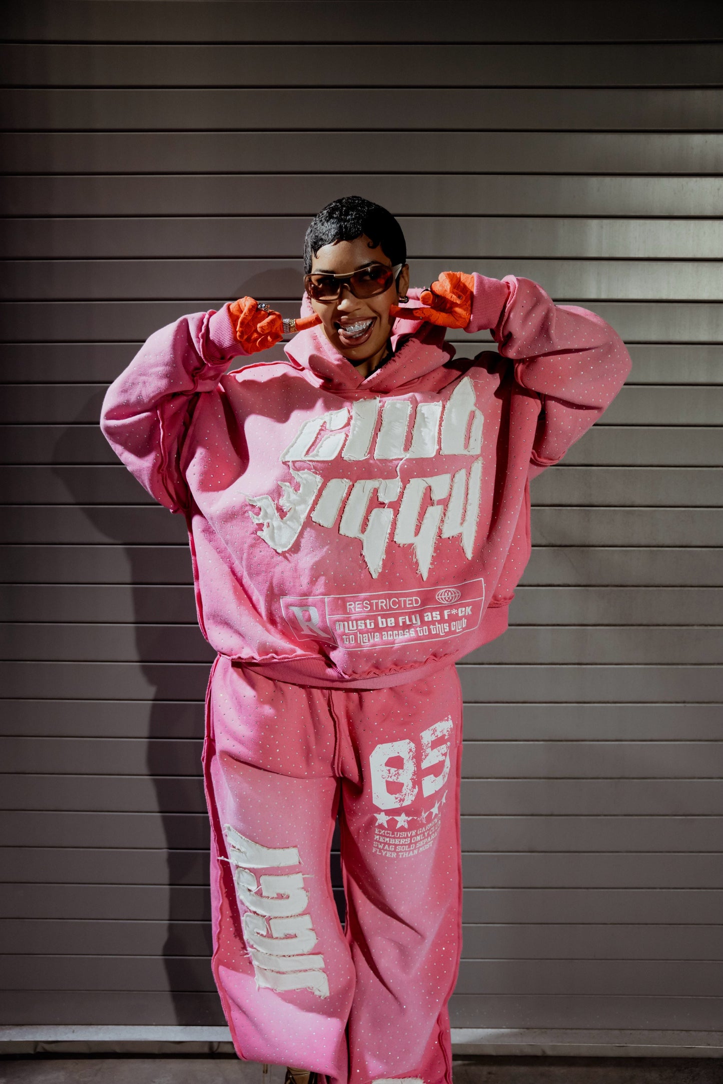 “5star” baggy rhinestone sweatsuits