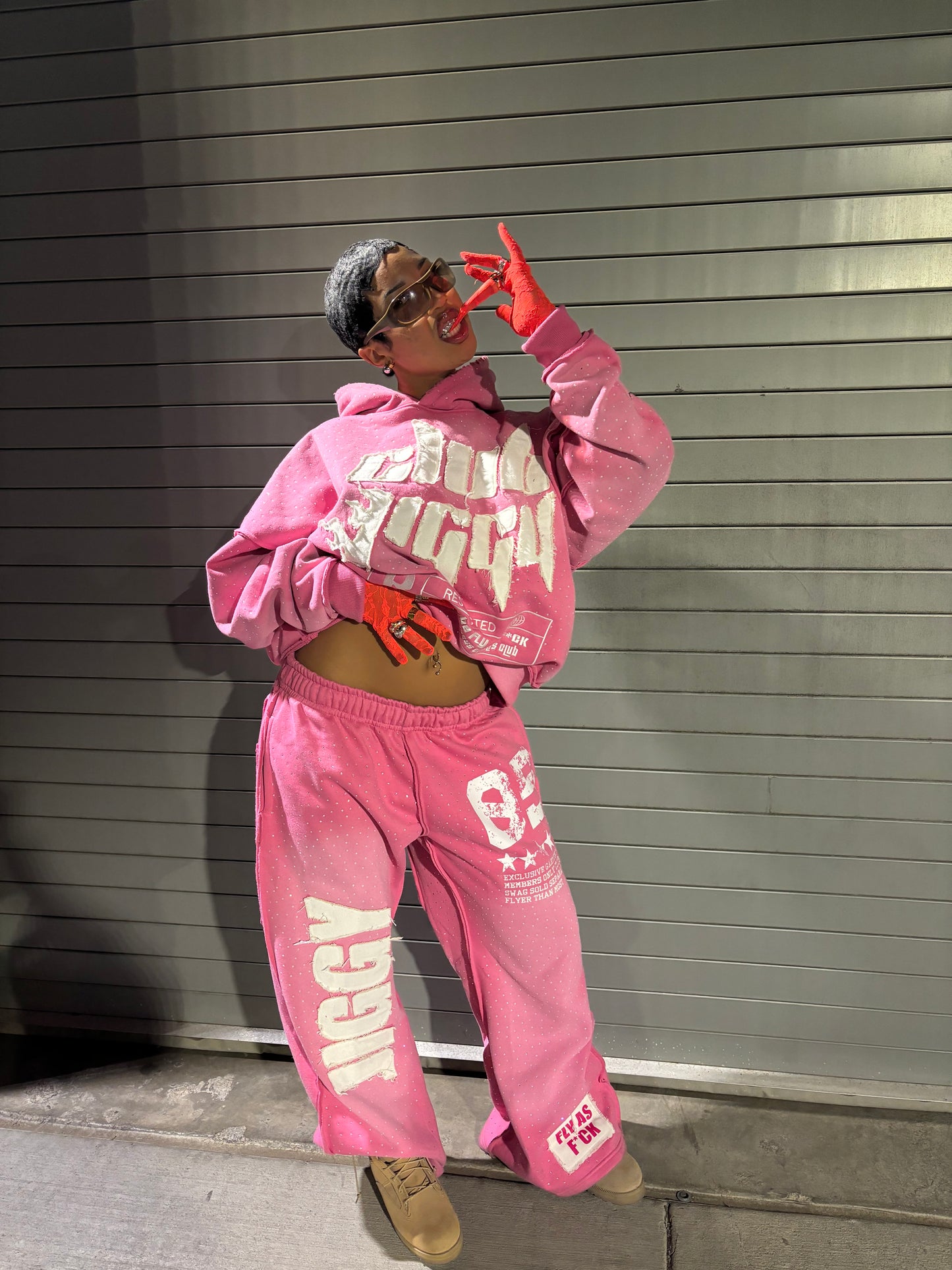 “5star” baggy rhinestone sweatsuits