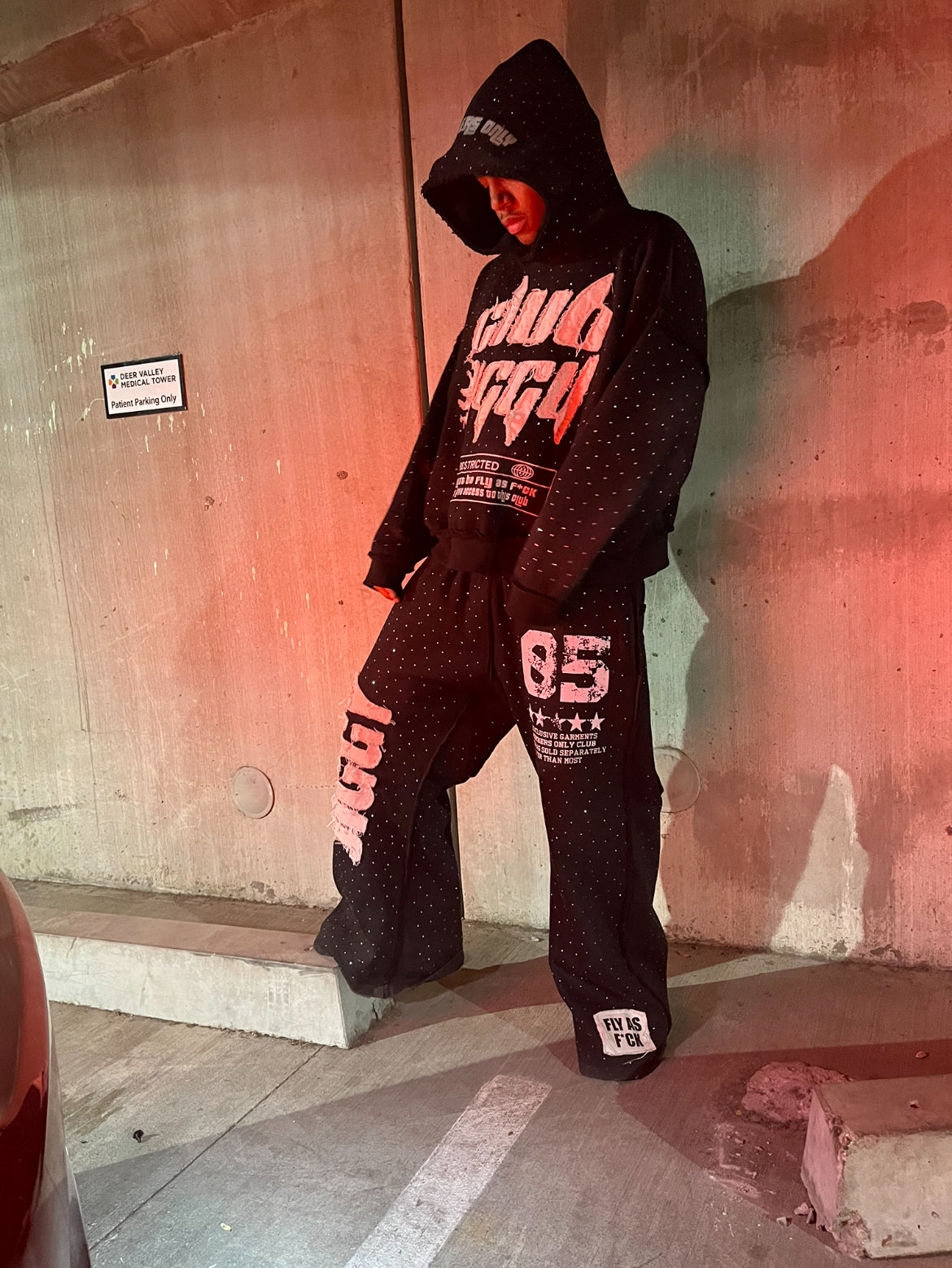 “5star” baggy rhinestone sweatsuits