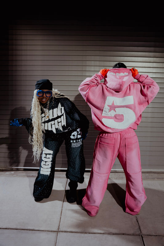 “5star” baggy rhinestone sweatsuits