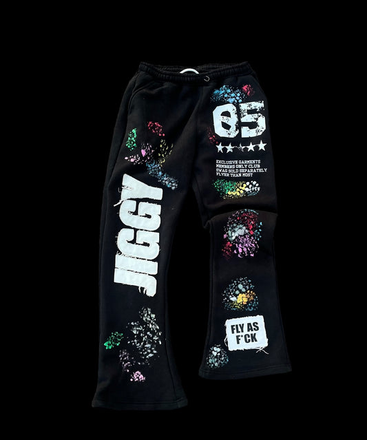 JIGGY FLARE SWEATS “PAINT SPLATTER”